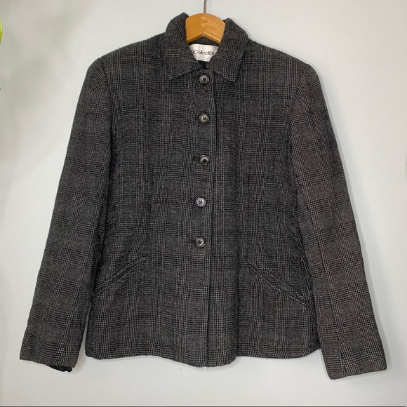 Vintage JH Collectibles Plaid Checked Button Jacket Blazer 4 - Picture 1 of 10